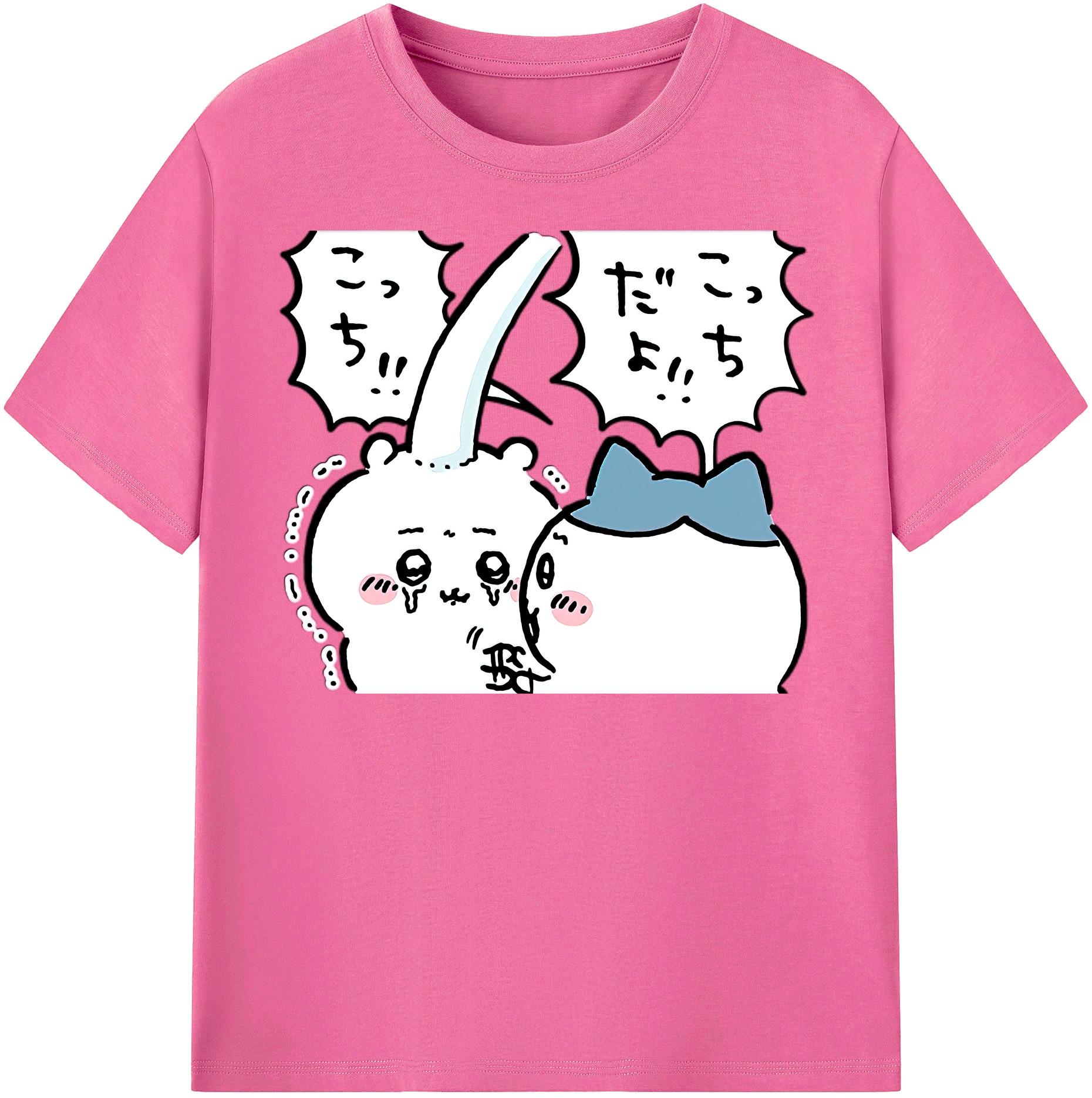 （画像用） ちいかわ ハチワレ Chii-kawa hachiware レディースカジュアルプリントTシャツ（綿100％）